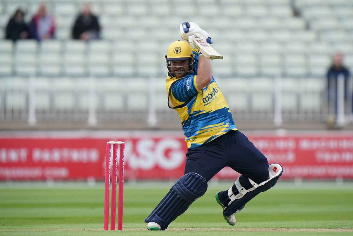 Paul Stirling carves one into the off side, Birmingham Bears vs Northamptonshire, Vitality Blast, North Group, Edgbaston, May 26, 2022