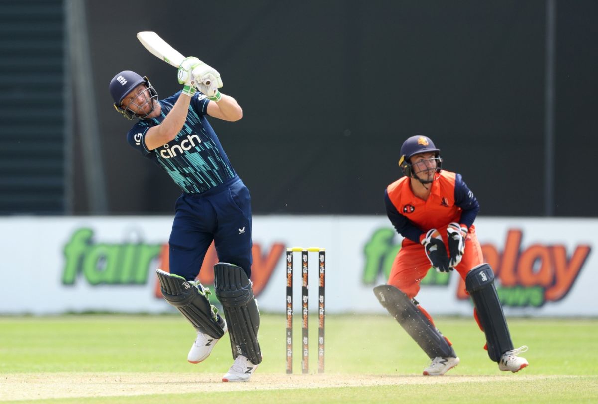 Jos Buttler launched a blistering assault in the final 20 overs, Netherlands vs England, 1st ODI, Amstelveen, June 17, 2022