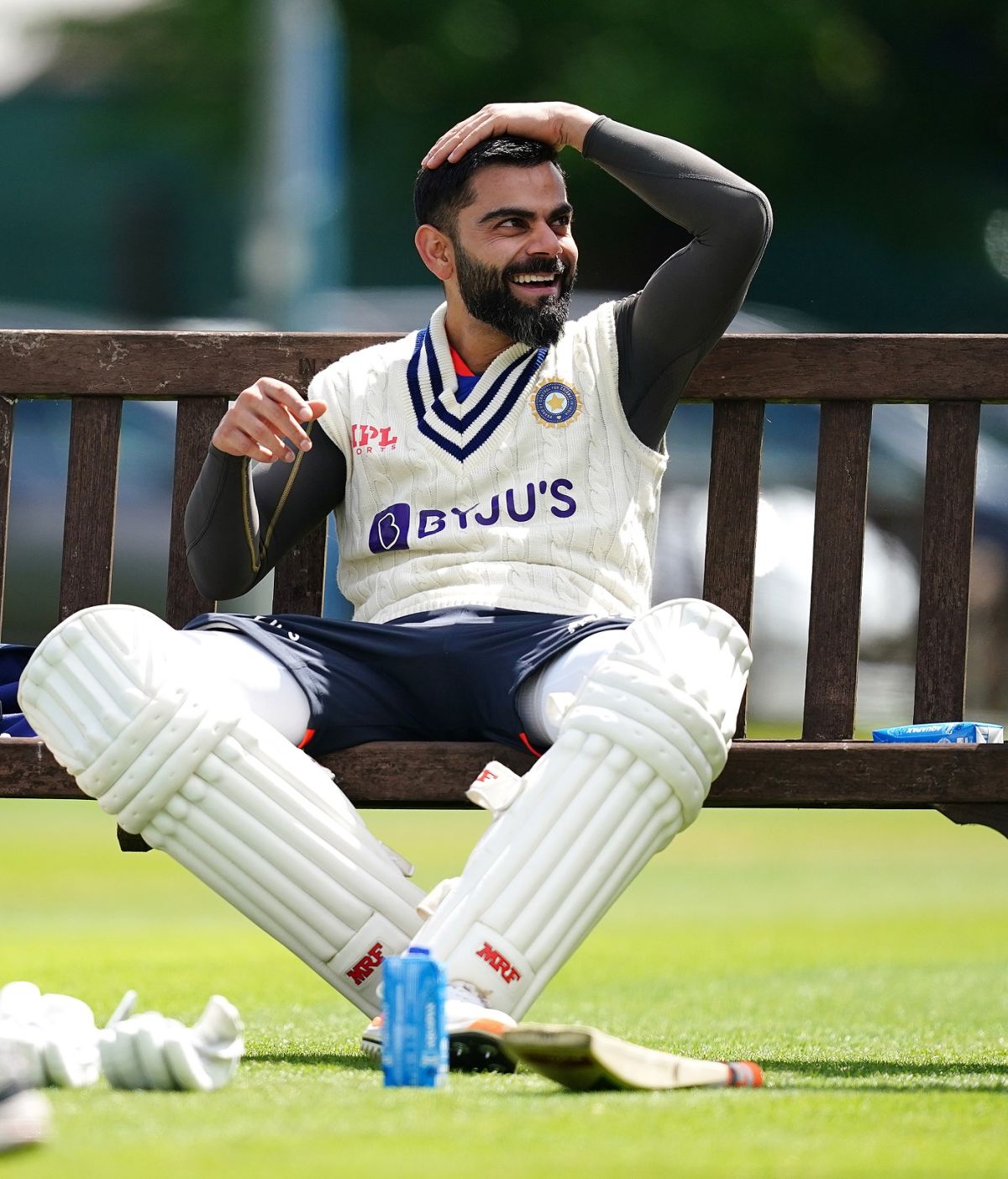 Virat Kohli looks in a relaxed mood during a practice session ...