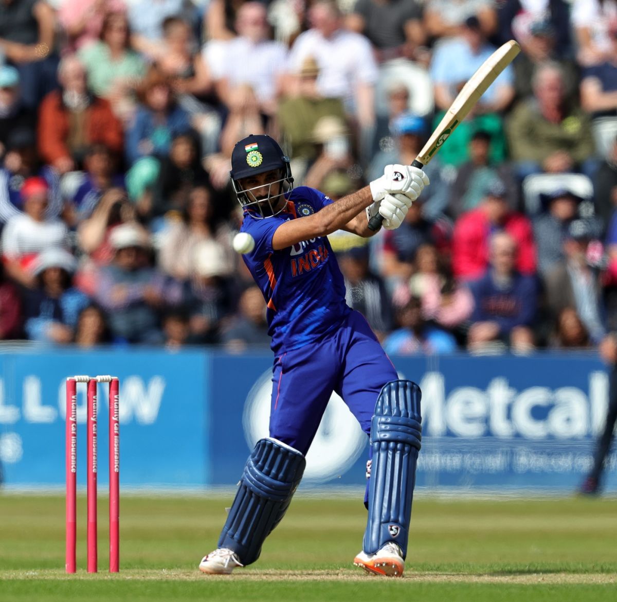Harshal Patel slaps one away, Northamptonshire vs Indians, T20 tour game, Northampton, July 3, 2022