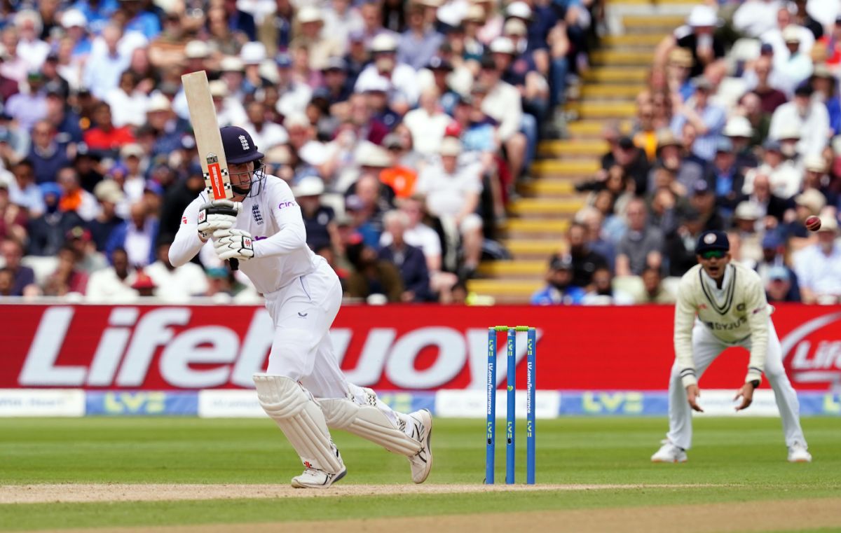 Zak Crawley was the more watchful of the two openers at the start, but played this pleasing shot off Jasprit Bumrah, England vs India, 5th Test, Birmingham, 4th day, July 4, 2022