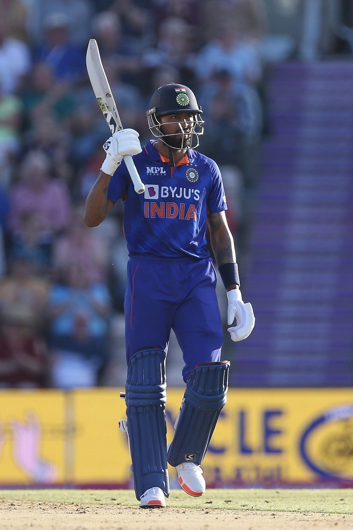 Hardik Pandya acknowledges his half-century, England vs India, 1st T20I, Southampton, July 7, 2022
