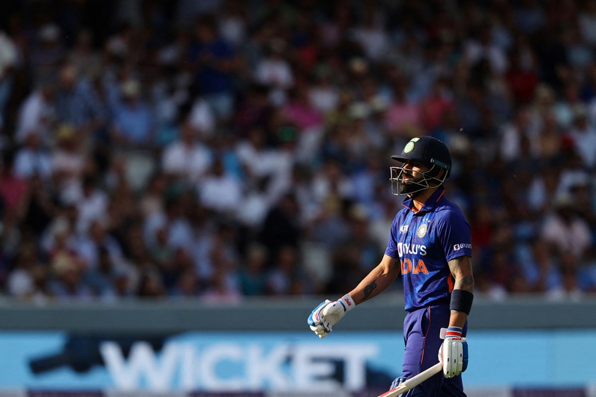 Virat Kohli reacts a he leaves the pitch after losing his wicket, England vs India, 2nd ODI, Lord's, London, July 14, 2022 