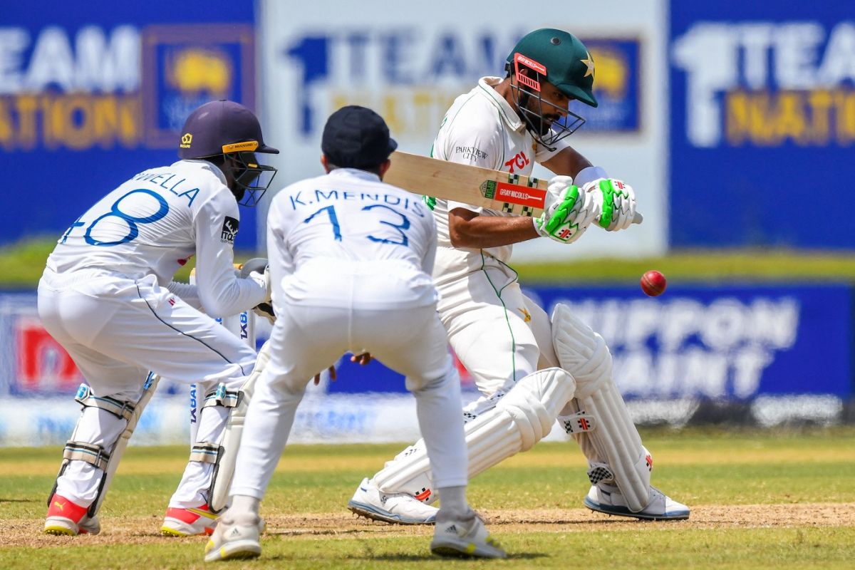 Babar Azam held one end up even as Pakistan lost wickets regularly at the other end, Sri Lanka vs Pakistan, 1st Test, Galle, 2nd day