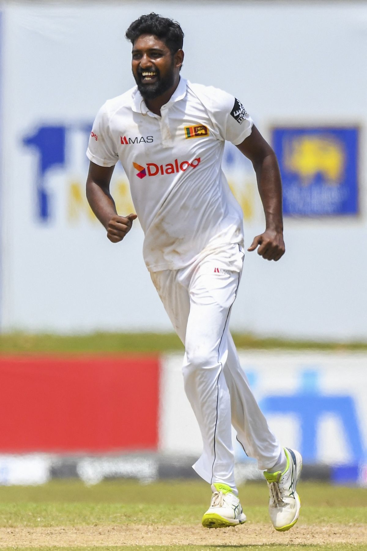 Prabath Jayasuriya is all smiles after getting rid of Mohammad Nawaz, Sri Lanka vs Pakistan, 1st Test, Galle, 2nd day