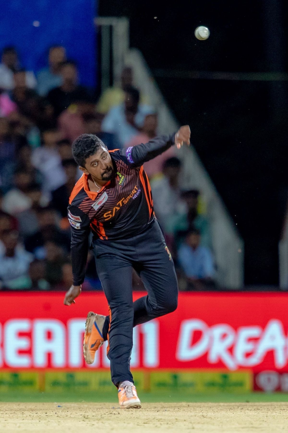 Atheeq Ur Rahman, an ambidextrous spinner, in action during the TNPL