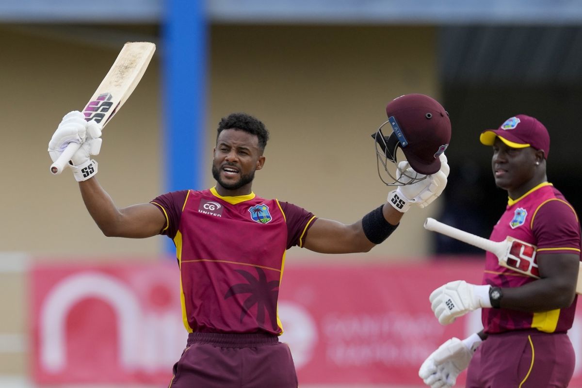 Shai Hope hit a century in his 100th ODI, West Indies v India, 2nd ODI, Port of Spain, July 24, 2022