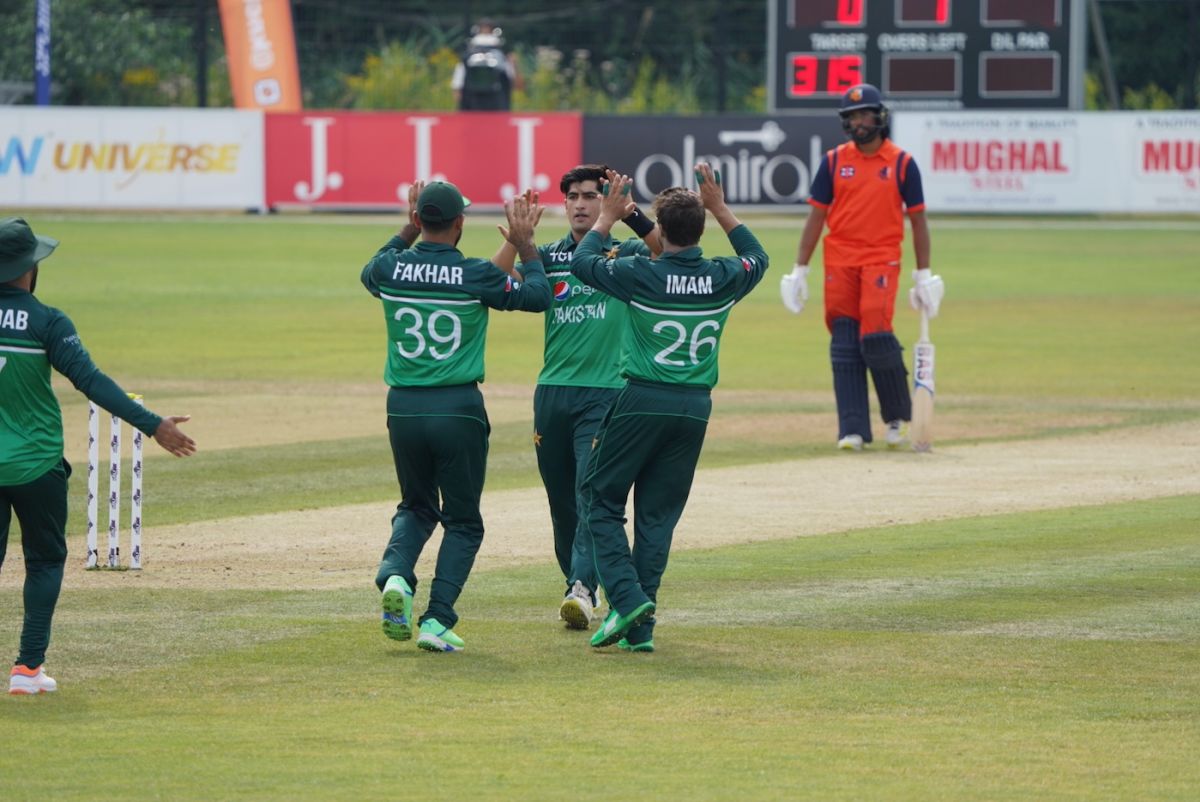Naseem Shah dismissed Max O'Dowd in his first over, Netherlands vs Pakistan, 1st ODI, Rotterdam, August 16, 2022 