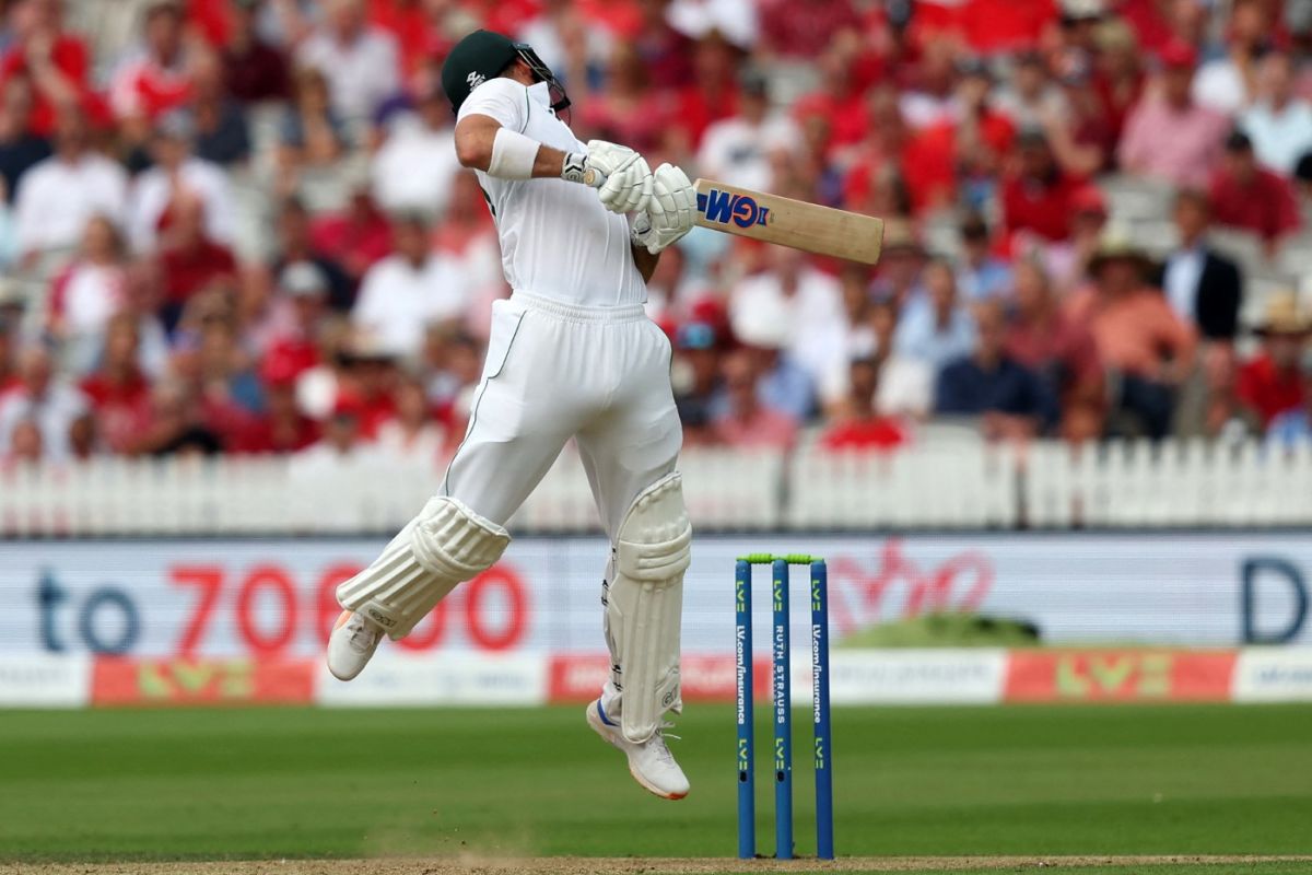 Sarel Erwee was bounced out by Ben Stokes for 73, England vs South Africa, 1st LV= Insurance Test, Lord's, day 2, August 18, 2022