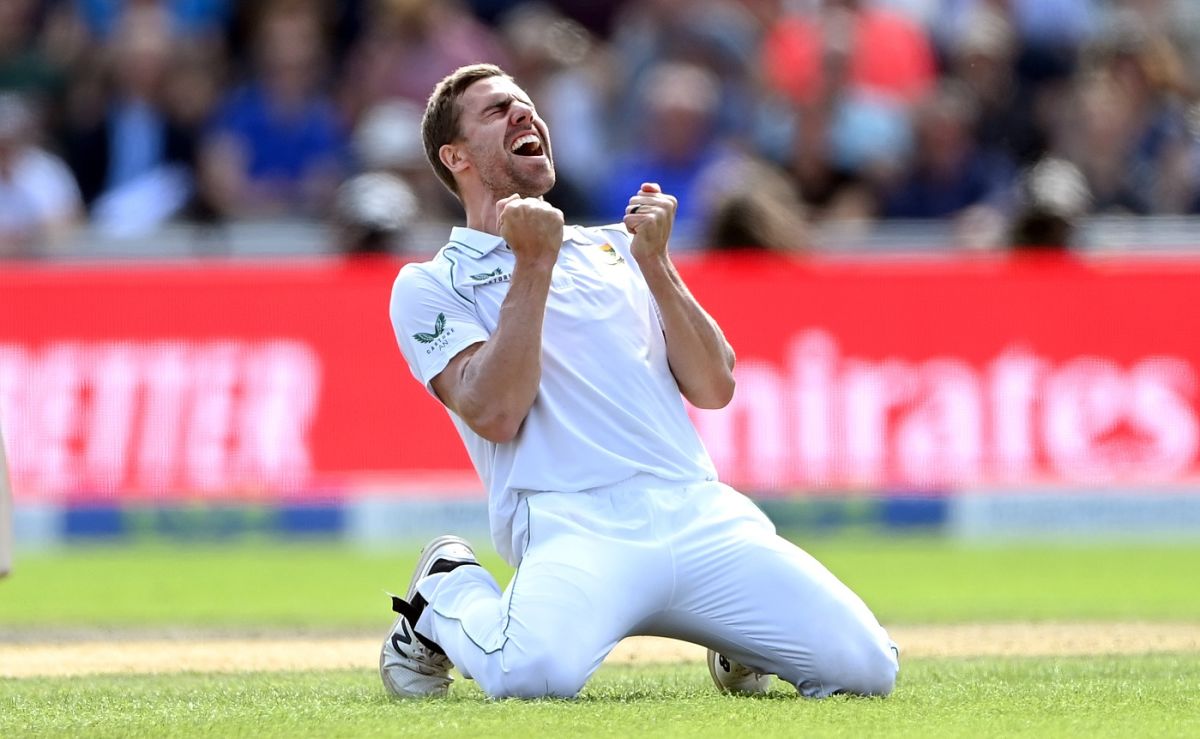 Anrich Nortje celebrates dismissing Jonny Bairstow