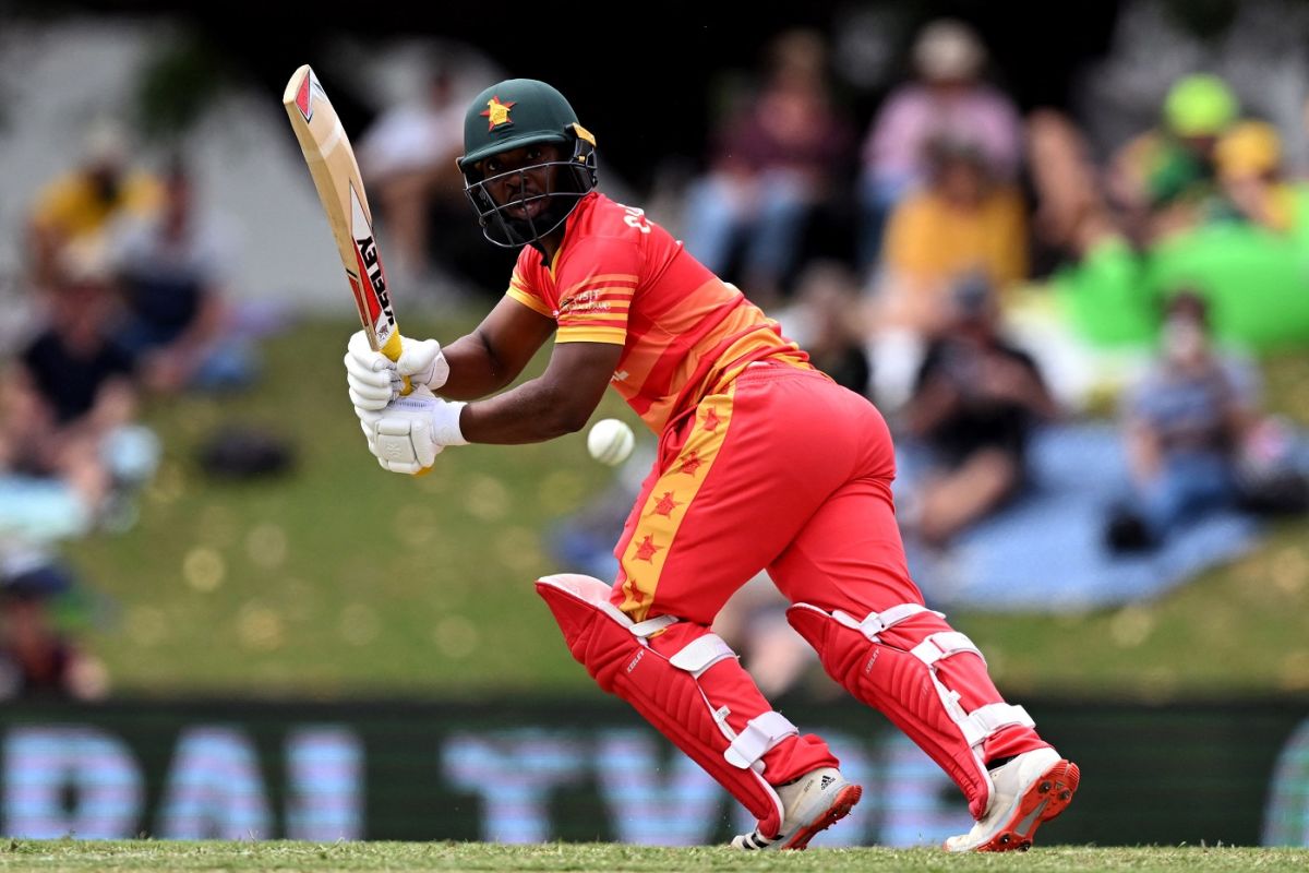 Regis Chakabva works one through the on side, Australia vs Zimbabwe, 1st ODI, Townsville, August 28, 2022