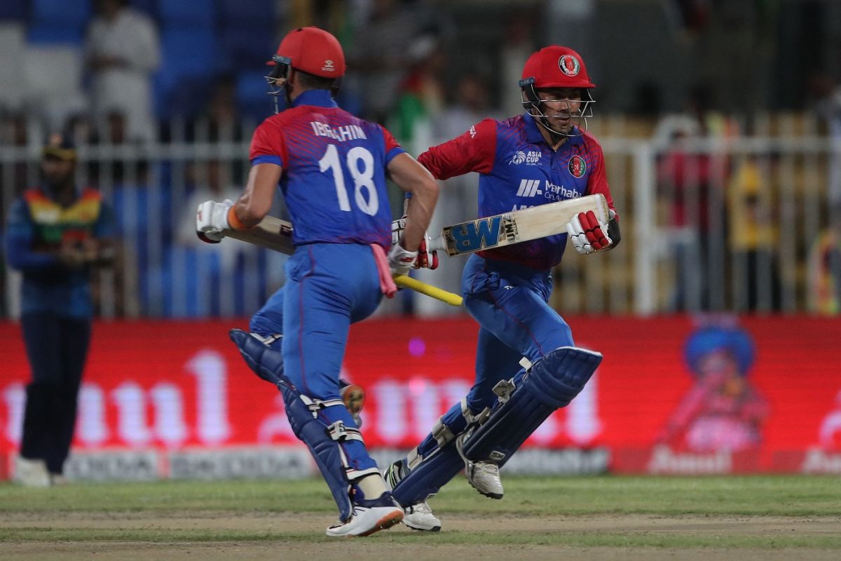 Rahmanullah Gurbaz and Ibrahim Zadran added 93 runs for the second wicket, Sri Lanka vs Afghanistan, Men's T20 Asia Cup, Sharjah, September 3, 2022