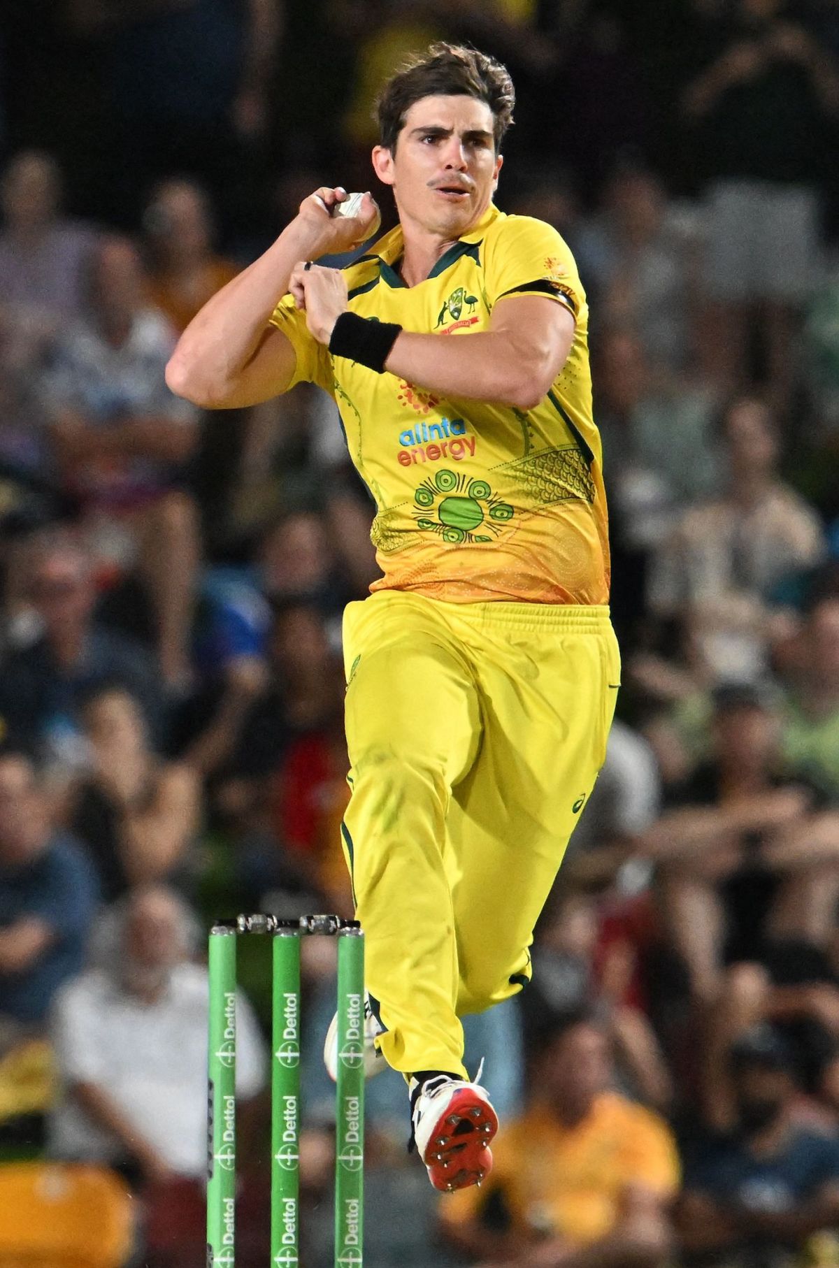 Eye on the target Sean Abbott gets ready to send one down