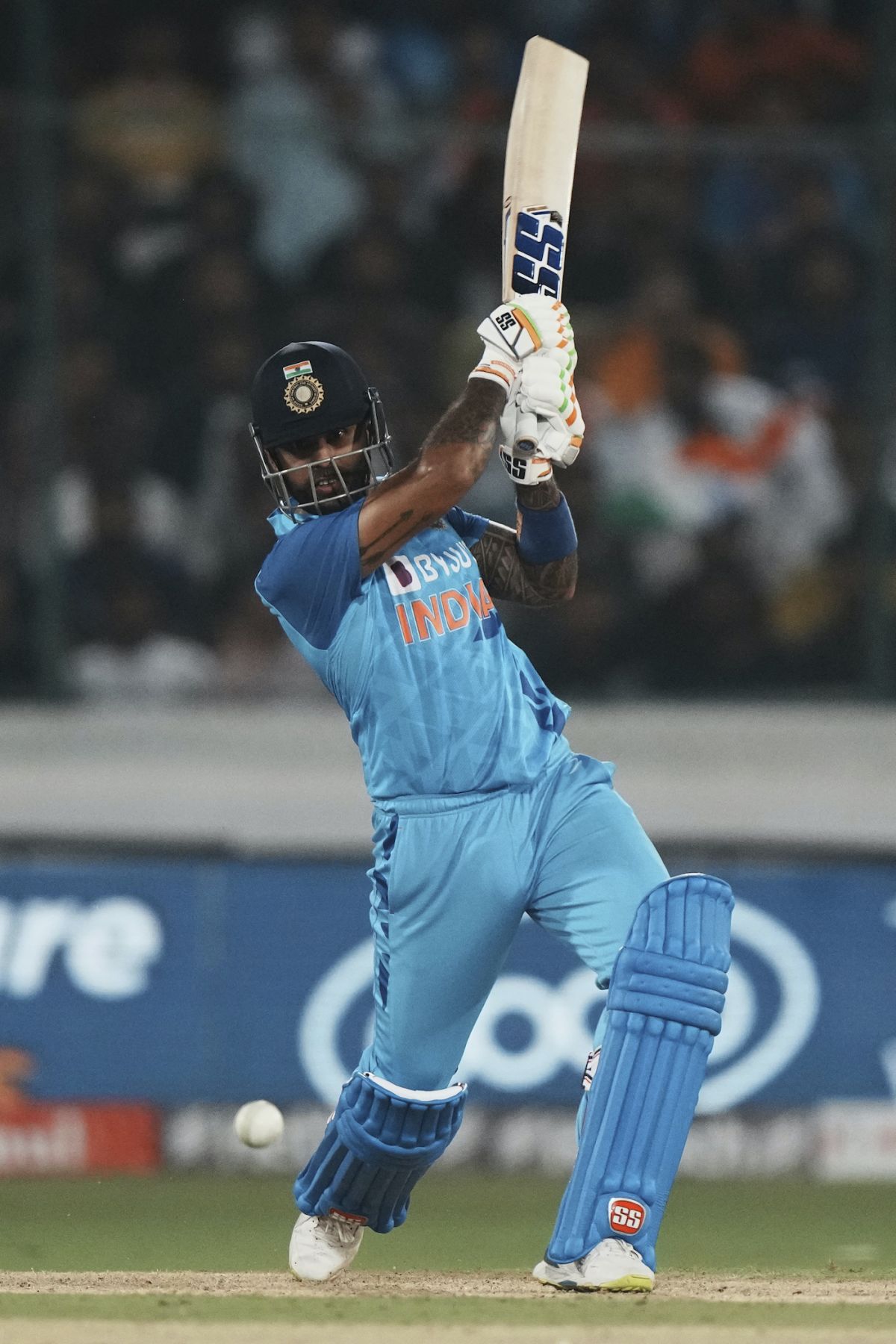 Suryakumar Yadav plays a shot through cover, India vs Australia, 3rd T20I, Hyderabad, September 25, 2022