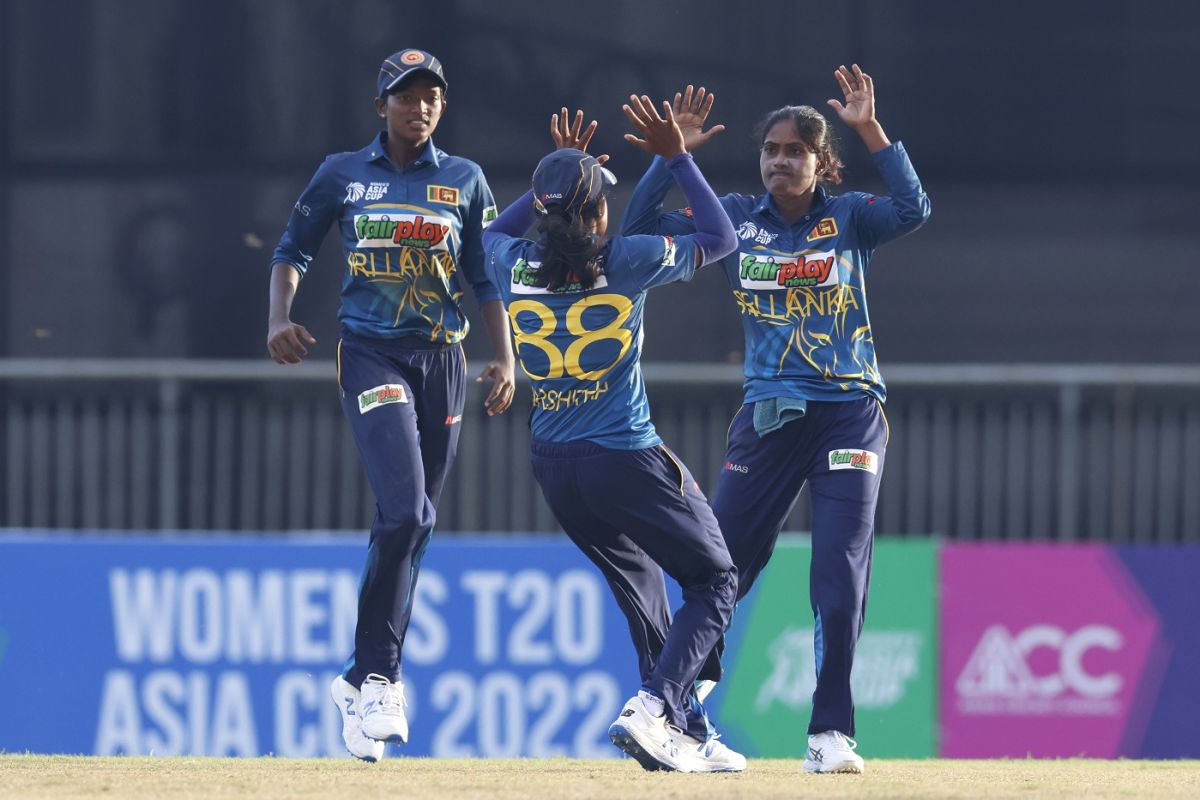 Sugandika Kumari celebrates dismissing Theertha Satish, Sri Lanka vs United Arab Emirates, Women's T20 Asia Cup, Sylhet, October 2, 2022
