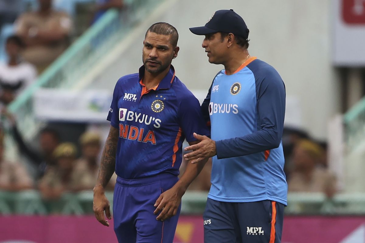 Shikhar Dhawan and VVS Laxman have a chat, India vs South Africa, 1st ODI, Lucknow, October 6, 2022
