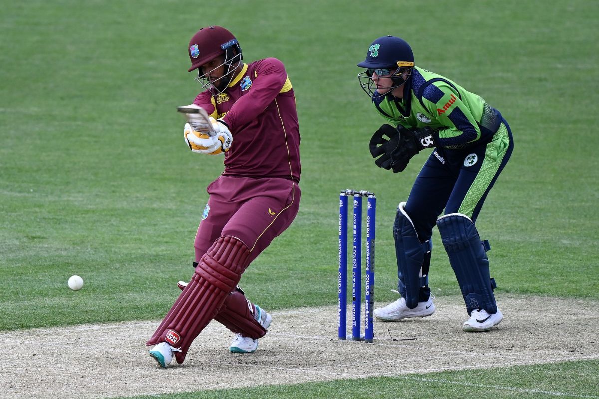 Brandon King pulls the ball away,  Ireland vs West Indies, ICC Men's T20 World Cup, Hobart, October 21, 2022