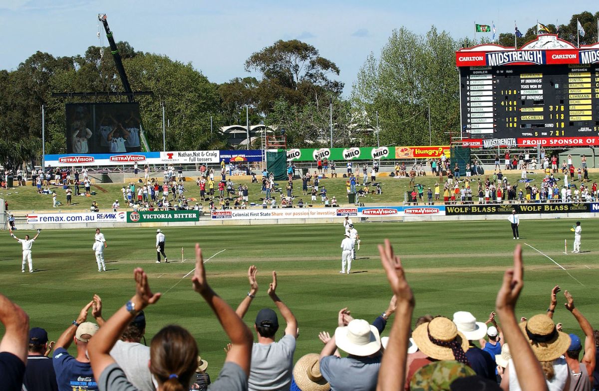 Mark Taylor congratulates Matthew Hayden on making the biggest