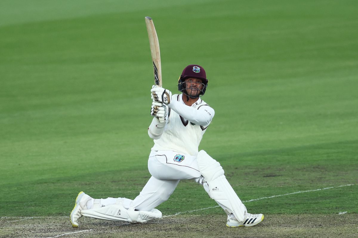 Tagenarine Chanderpaul plays a slog-sweep during his century, Australian Prime Ministers XI vs West Indians, Tour match, 2nd day, Canberra, November 24, 2022
