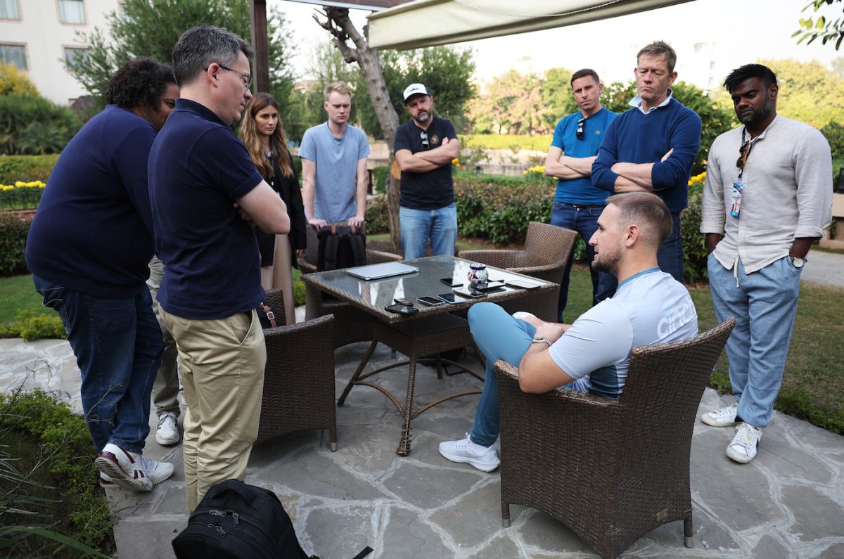 Liam Livingstone speaks to the media at the team hotel in Islamabad, Islamabad, November 30, 2022