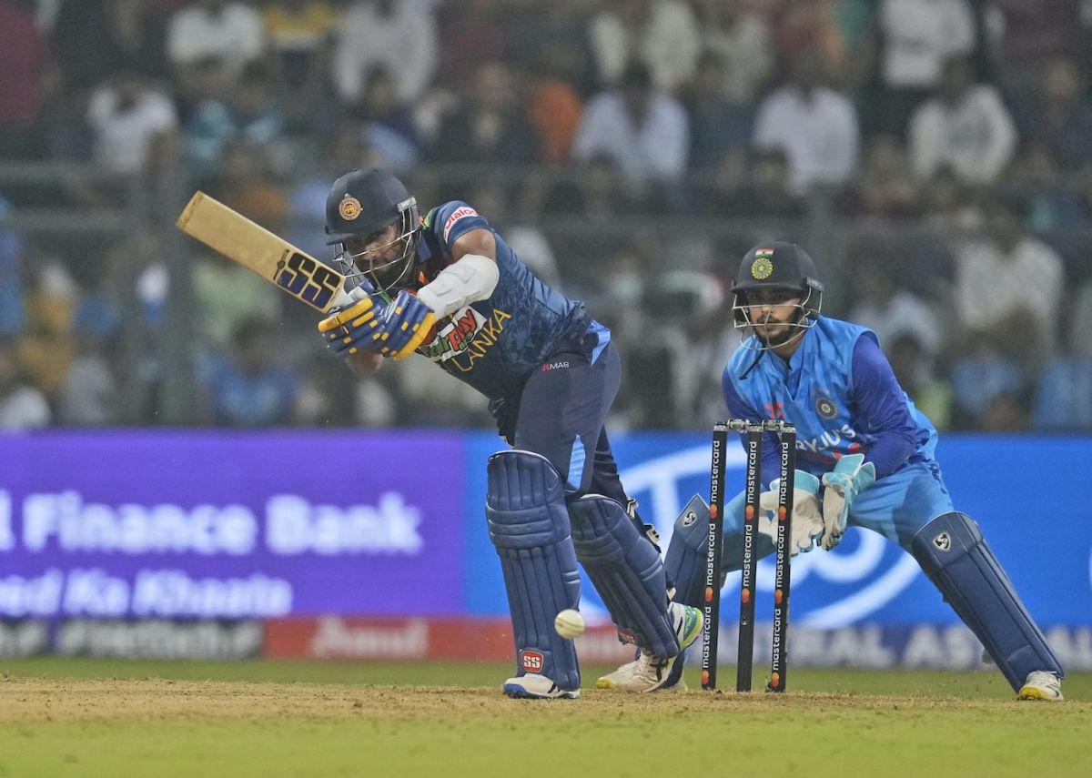 Dasun Shanaka plays the flick shot, India vs Sri Lanka, 1st T20I, Mumbai, Wankhede Stadium, January 3, 2023
