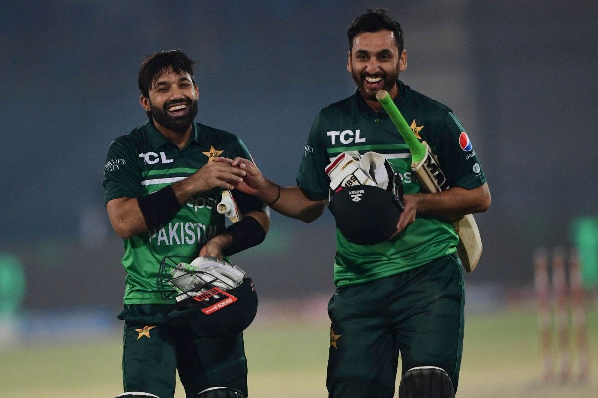 Mohammad Rizwan and Agha Salman are all smiles after Pakistan got over ...