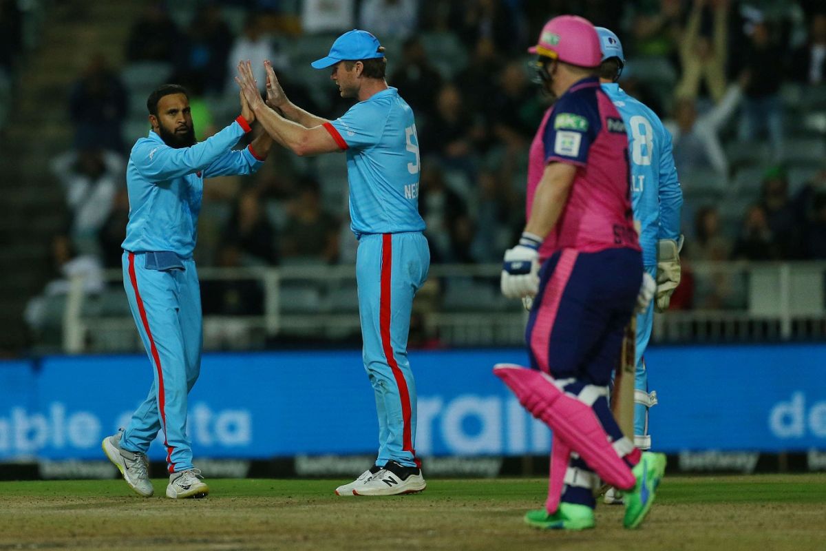 Adil Rashid celebrates Stirling's wicket