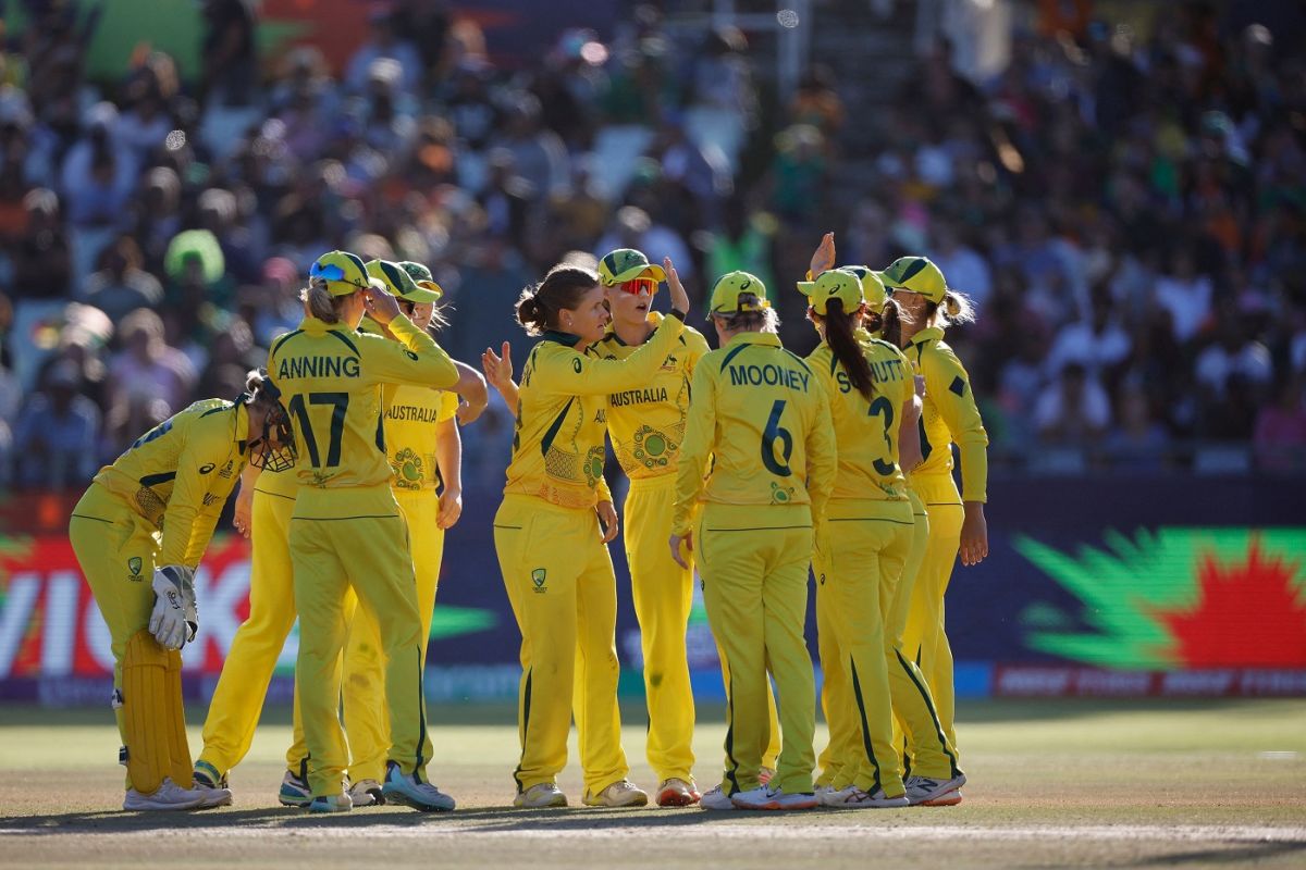 The Australian team celebrates after sealing victory | ESPNcricinfo.com