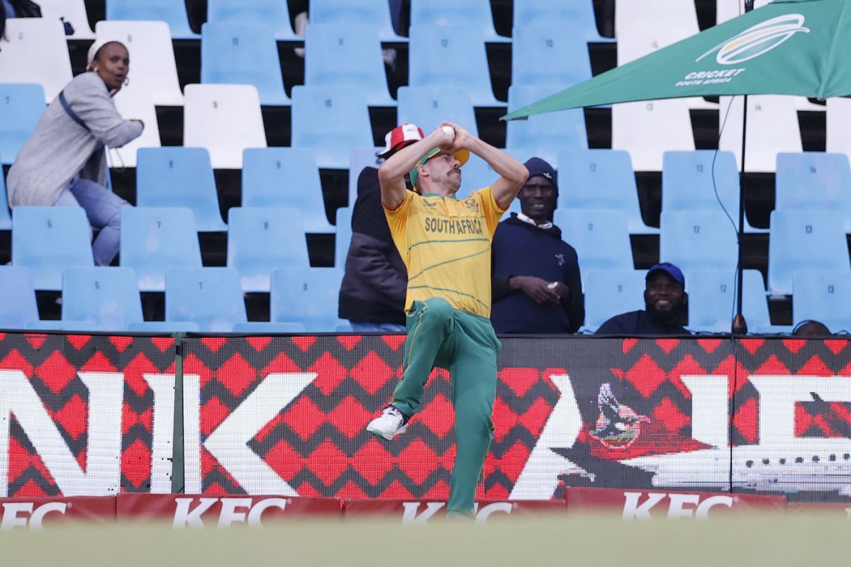 Anrich Nortje takes a boundary catch, South Africa vs West Indies, 1st T20I, Centurion, March 25, 2023