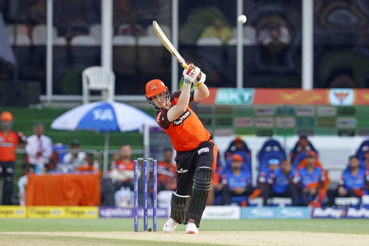 Harry Brook hits down the ground, Sunrisers Hyderabad vs Rajasthan Royals, IPL 2023, Hyderabad, April 2, 2023