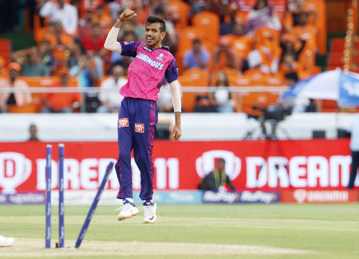 Yuzvendra Chahal celebrates a wicket, Sunrisers Hyderabad vs Rajasthan Royals, IPL 2023, Hyderabad, April 2, 2023