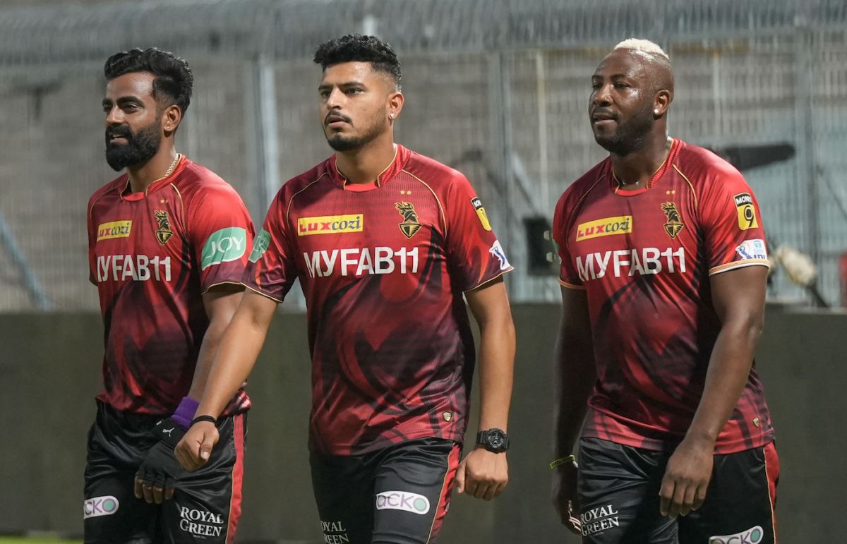 Kulwant Khejroliya, Vaibhav Arora and Andre Russell train at their home ground | ESPNcricinfo.com
