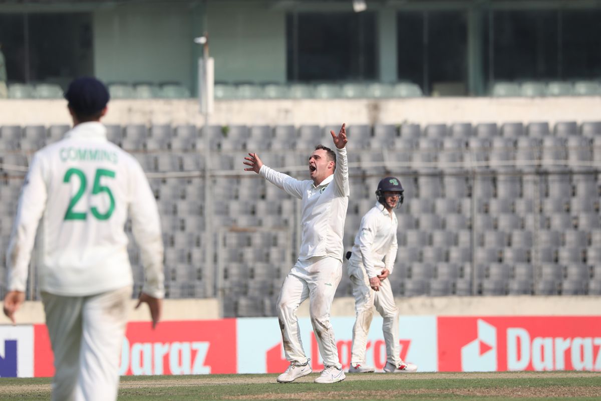 Andy McBrine finished with a six-wicket haul, Bangladesh vs Ireland, Only Test, 2nd day, Dhaka, April 5, 2023