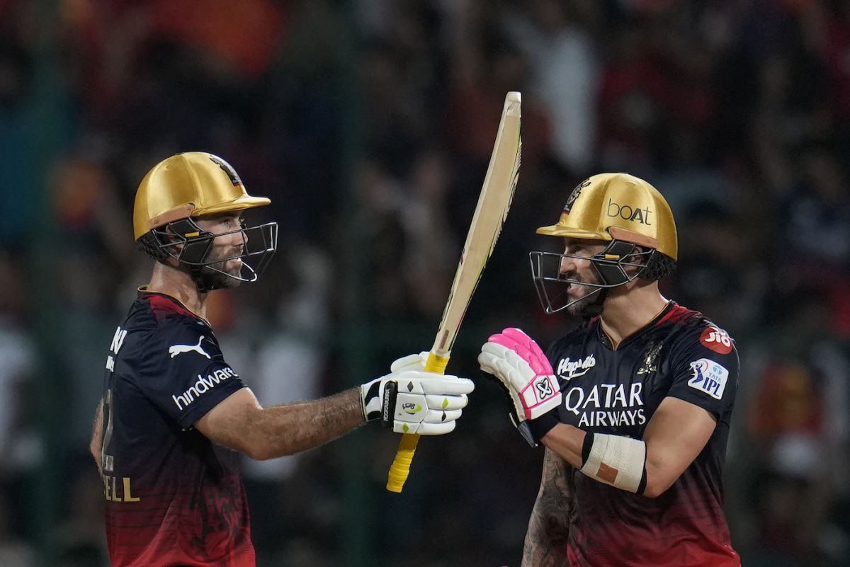 Glenn Maxwell and Faf du Plessis put on a 115-run stand in quick time, Royal Challengers Bangalore vs Lucknow Super Giants, IPL 2023, Bengaluru, April 10, 2023