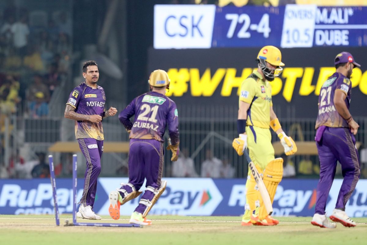 Sunil Narine dismissed Moeen Ali and Ambati Rayudu in one over, Chennai Super Kings vs Kolkata Knight Riders, IPL 2023, Chennai, May 14, 2023