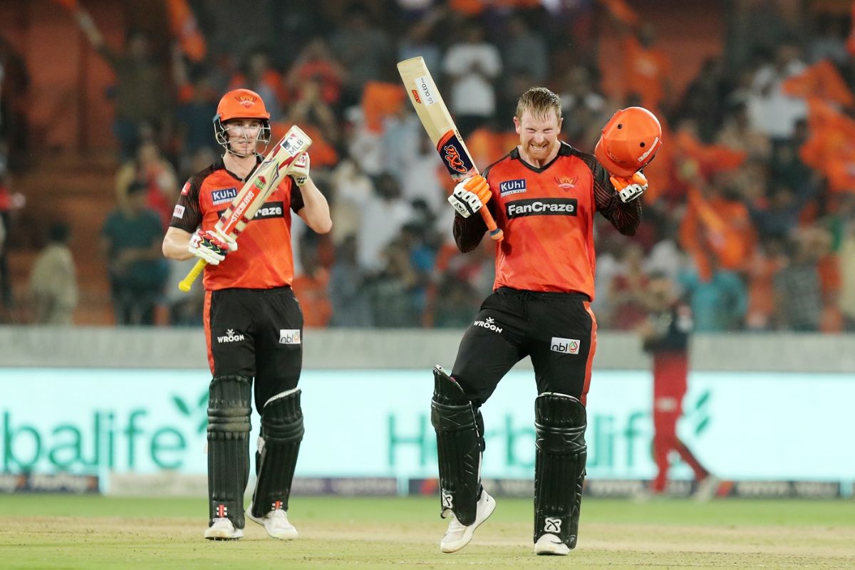 Heinrich Klaasen celebrates his century, Sunrisers Hyderabad vs Royal Challengers Bangalore, IPL 2023, Hyderabad, May 18, 2023