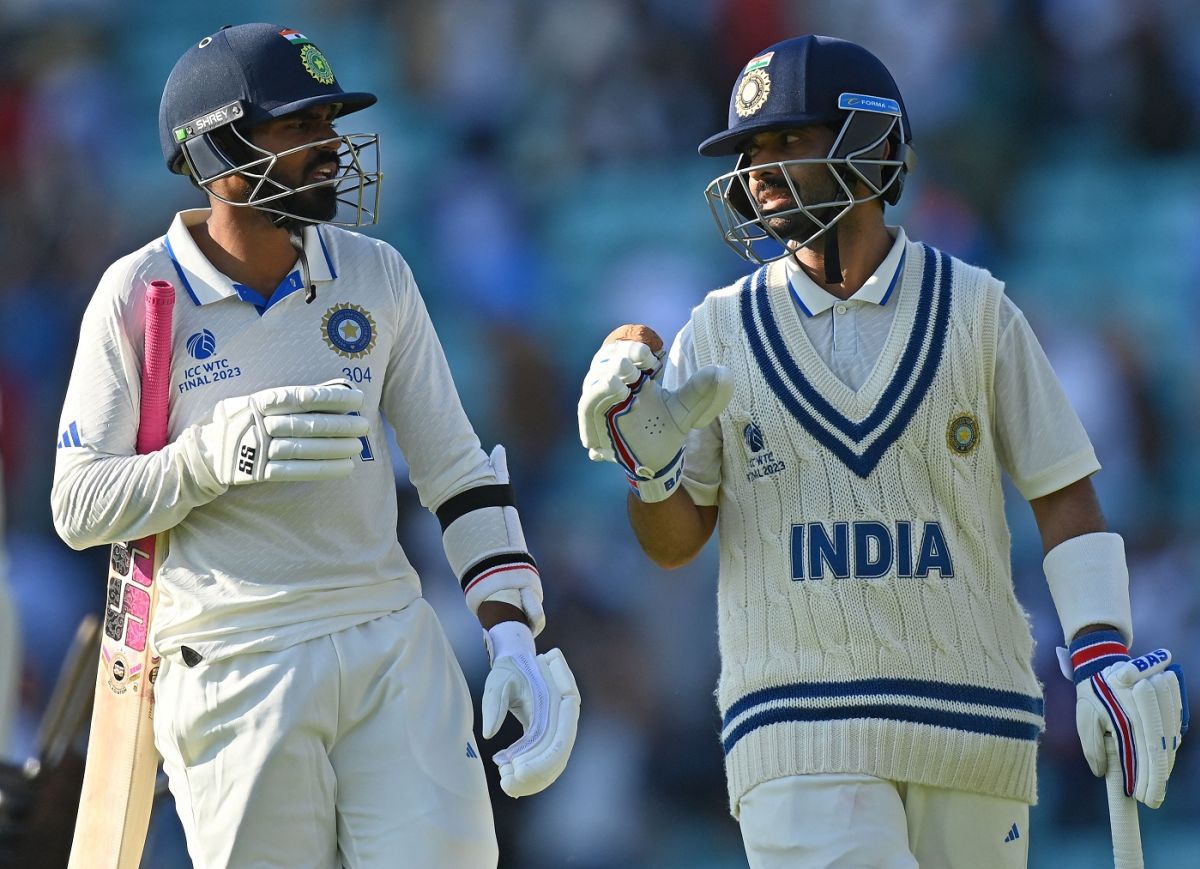 KS Bharat and Ajinkya Rahane walk back after stumps, Australia vs India, WTC final, second day, The Oval, London, June 8, 2023 