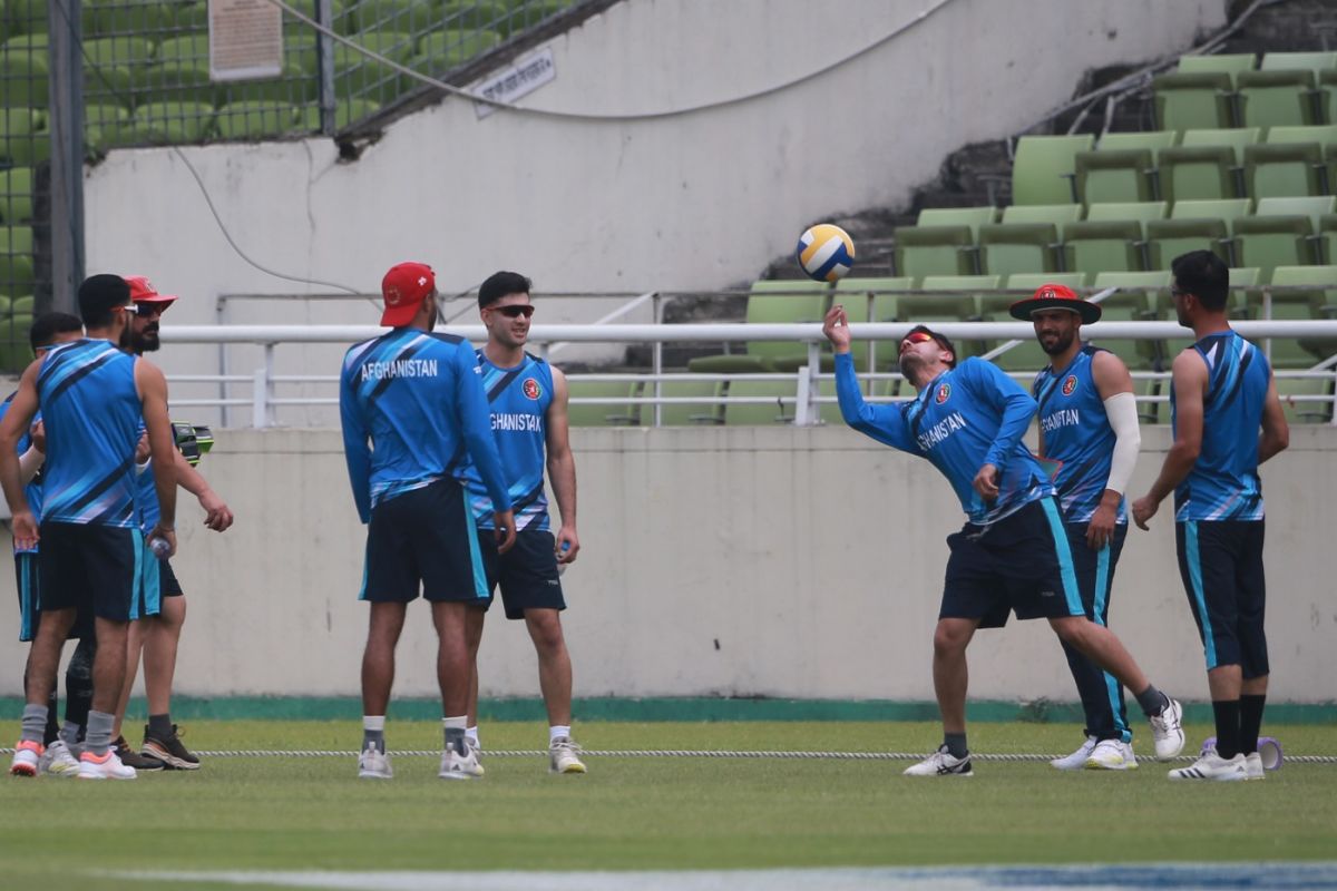 Afghanistan players warm up with some football | ESPNcricinfo.com