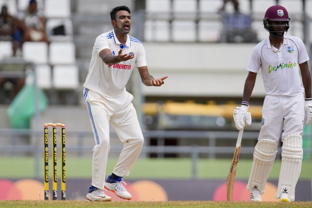 R Ashwin roars out an appeal, West Indies vs India, 1st Test, Dominica, 3rd day, July 14, 2023