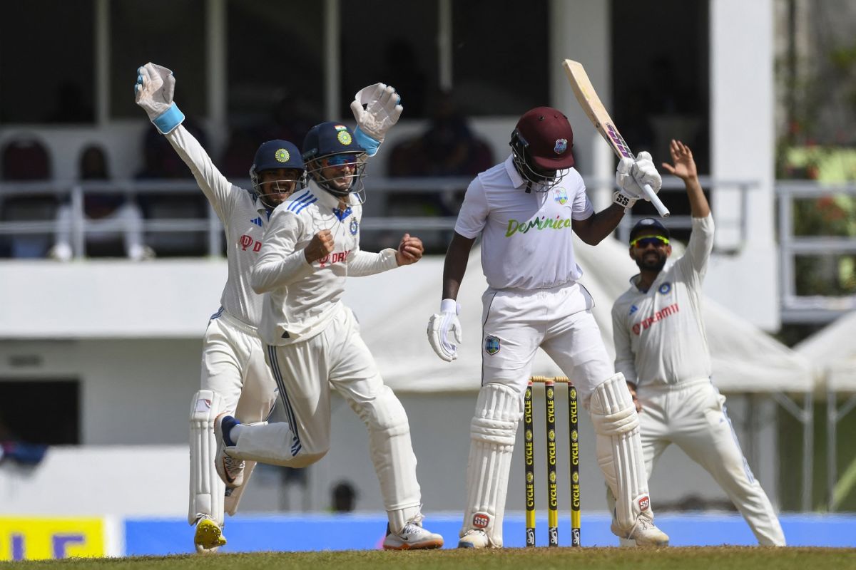 Raymon Reifer was trapped lbw by Ravindra Jadeja for 11, West Indies vs India, 1st Test, Dominica, 3rd day, July 14, 2023
