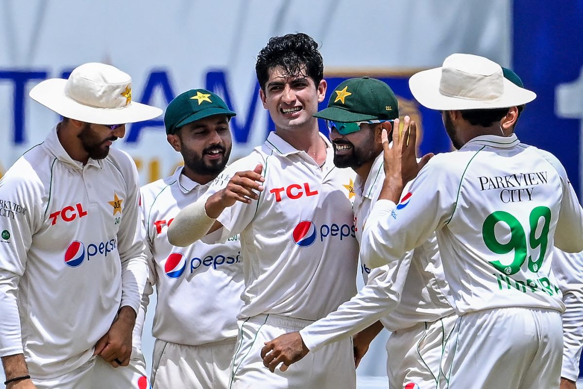 Naseem Shah got on the scorecard when he got rid of Dinesh Chandimal, Sri Lanka vs Pakistan, 1st Test, Galle, 1st day, July 16, 2023