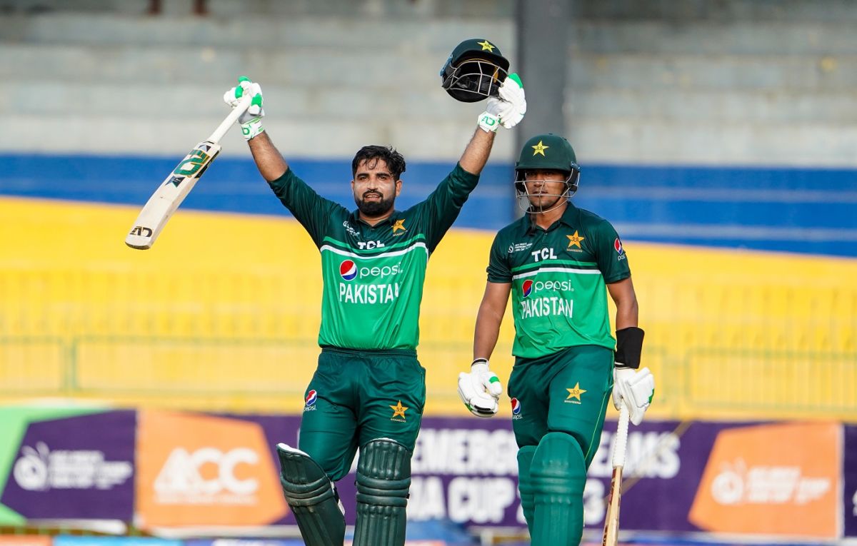 Tayyab Tahir took just 66 deliveries to get to his century, India A vs Pakistan A, ACC Emerging Men's Cup, Final, Colombo, July 23, 2023