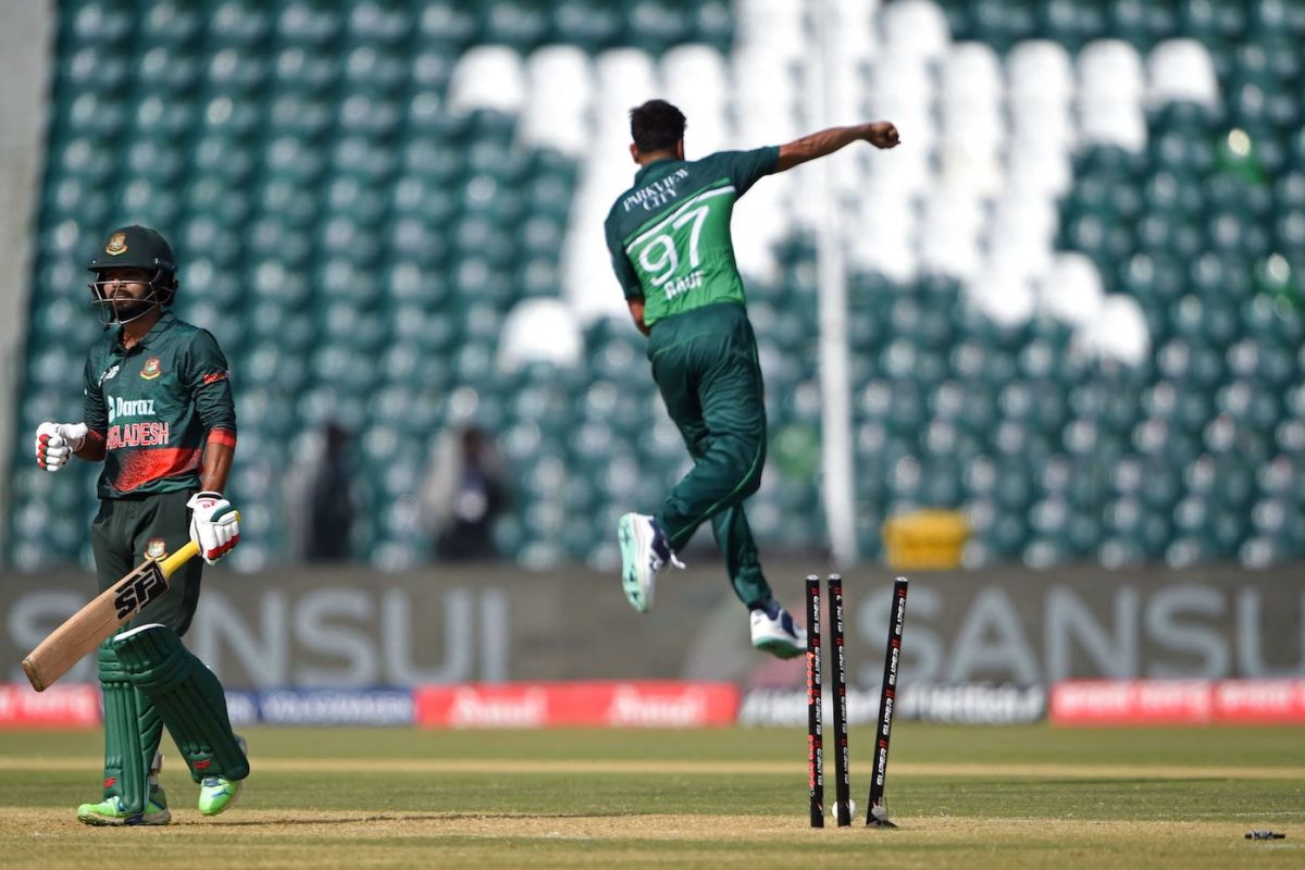 Haris Rauf made a mess of Towhid Hridoy's stumps, Pakistan vs Bangladesh, Asia Cup, Super Fours, Lahore, September 6, 2023