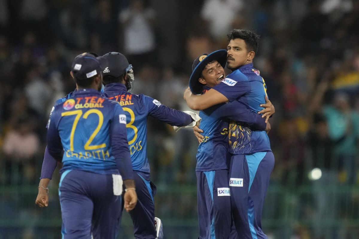 Dunith Wellalage wants a piece of Maheesh Theekshana after Shamim Hossain's wicket, Sri Lanka vs Bangladesh, Asia Cup, Super Fours, Colombo, September 9, 2023
