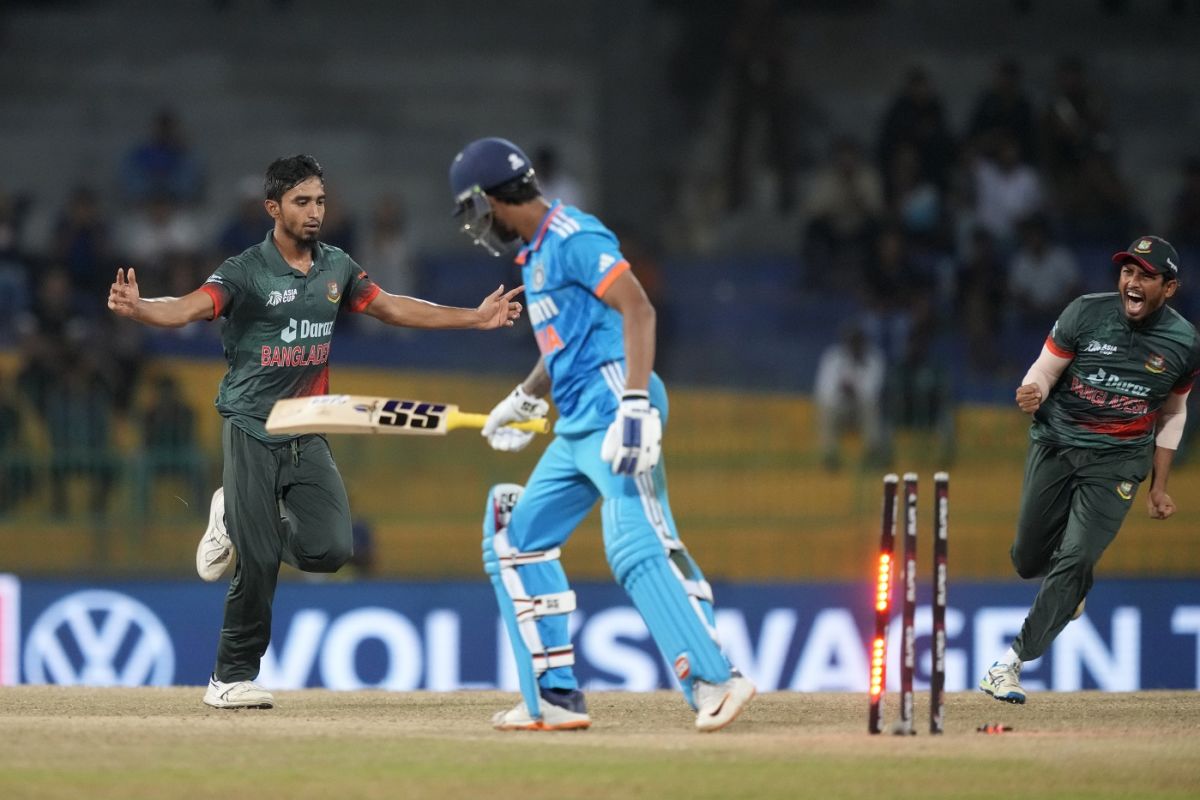 Tanzim Hasan Sakib removed Tilak Varma with a piercing in-dipper, Bangladesh vs India, Asia Cup Super Four, Colombo, September 15, 2023