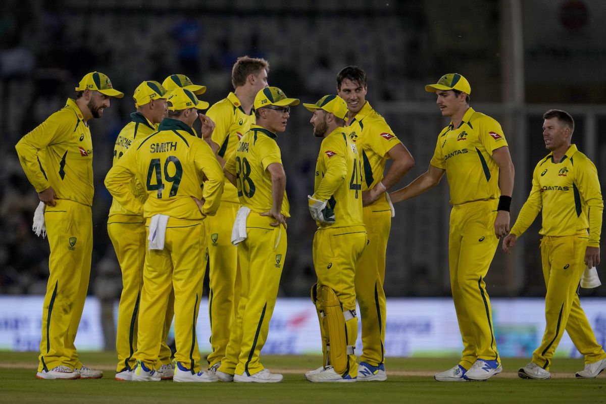 Pat Cummins and Co celebrate a wicket, India vs Australia, 1st ODI, Mohali, September 22, 2023