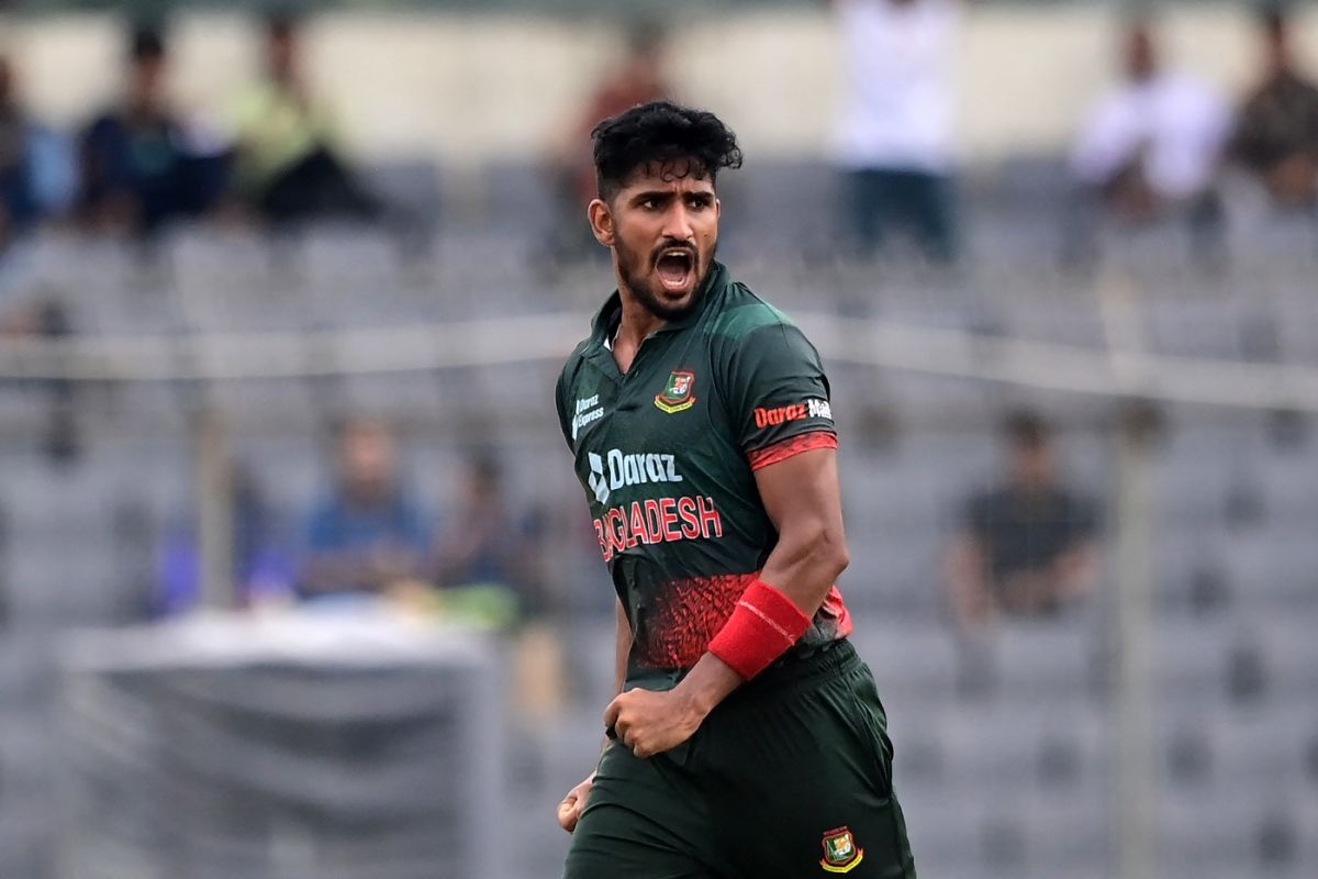 Khaled Ahmed reacts after dismissing Henry Nicholls, Bangladesh vs New Zealand, 2nd ODI, Dhaka, September 23, 2023