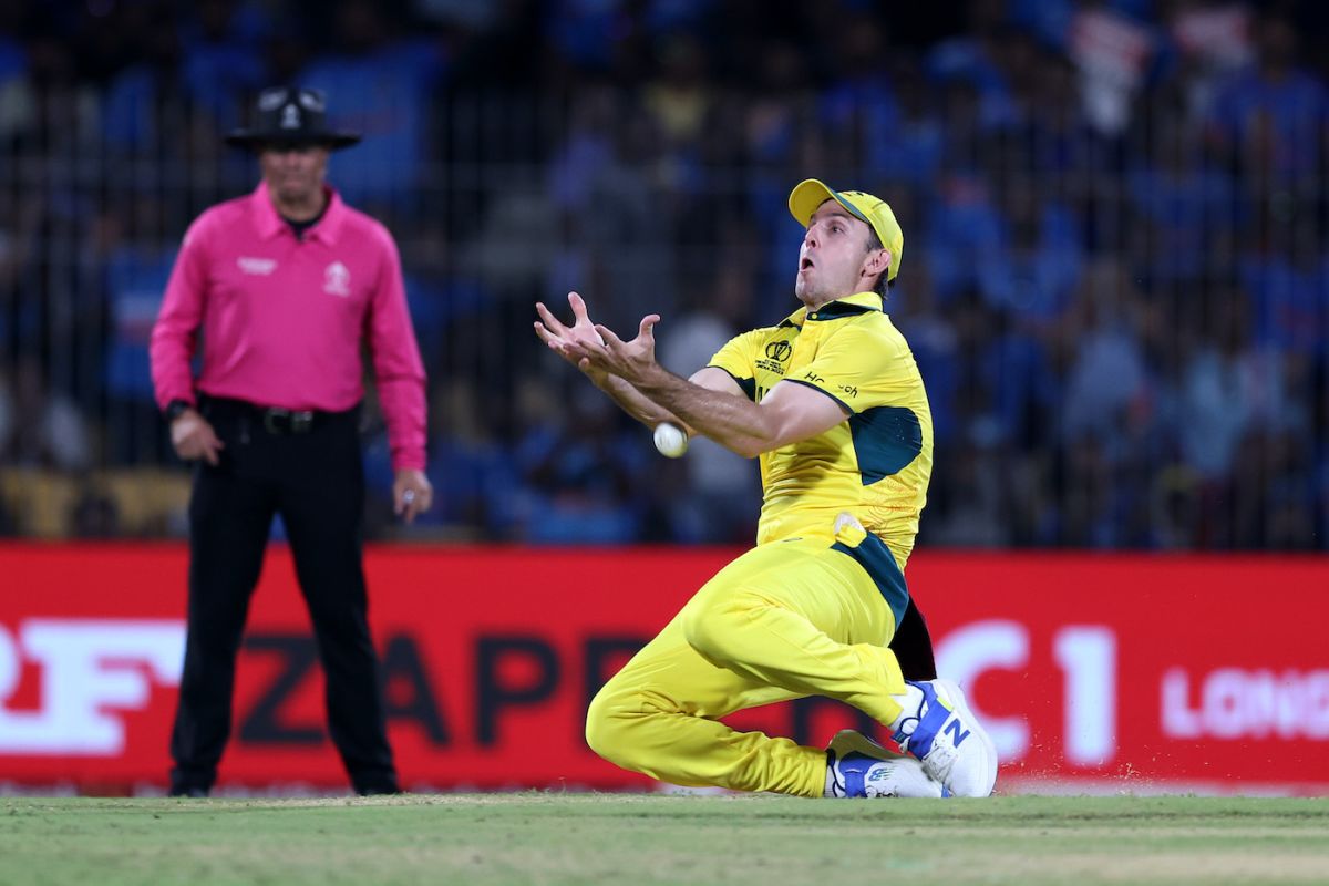 The ball went through Mitchell Marsh's hands to hand Virat Kohli a life, India vs Australia, World Cup, Chennai, October 8, 2023