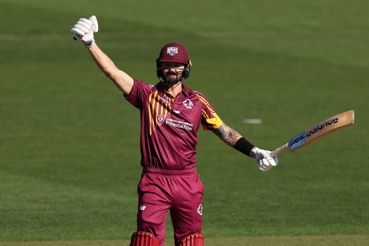 Kane Richardson celebrates hitting the winning runs