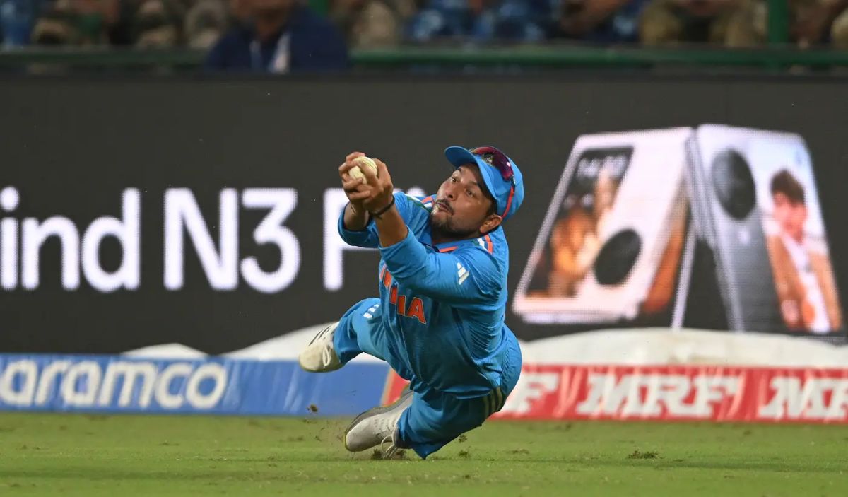 Ravindra Jadeja hugs Kuldeep Yadav after the latter pulled off a ...